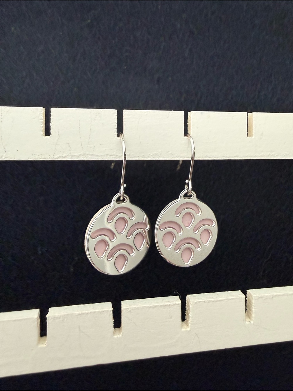 Silver-Tone Drop Earrings with Soft Pink Accents